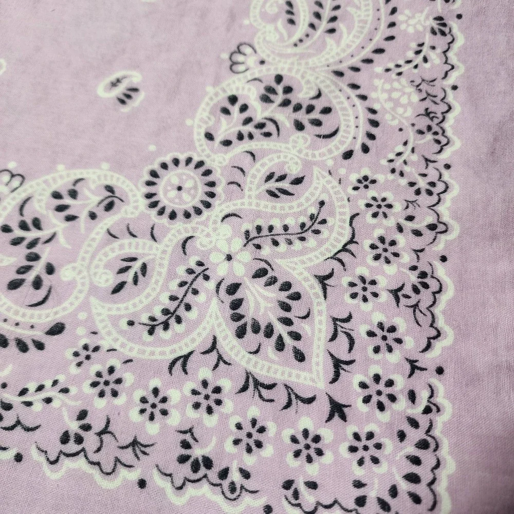 Vintage Lavender Paisley Bandana All Cotton Made in USA RN13960 Purple Scarf